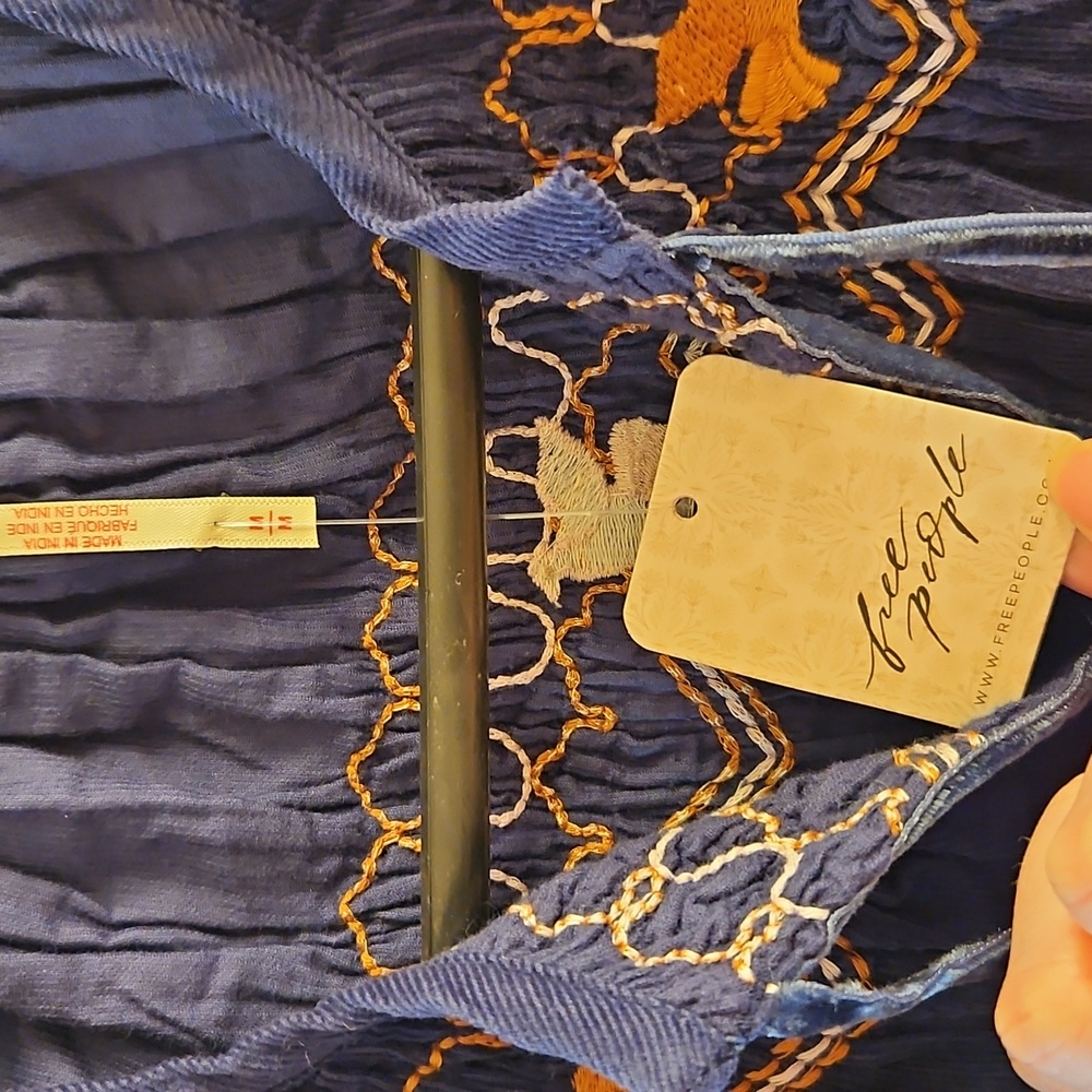 NWT! Free People Terra Smocked Maxi Skirt Set (M), Blue, Corduroy - Picture 7 of 16